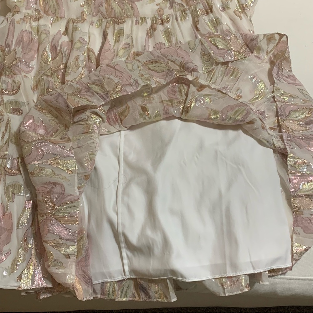 Lilly Pulitzer Sarita Silk Tiered Dress Coconut Rose Gold Metallic - Picture 8 of 14